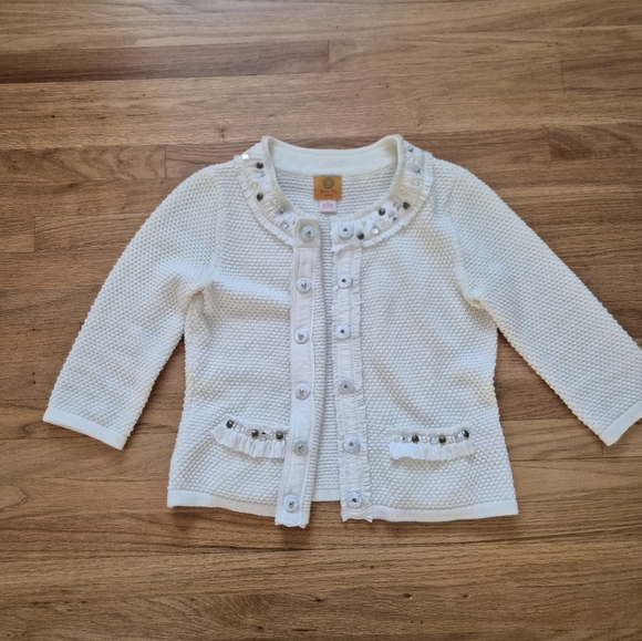 Ruby Rd. Cream Cardigan with Ruffle Details - Picture 2 of 9